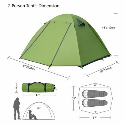 2-Person Ultralight Fabric Camping Tent