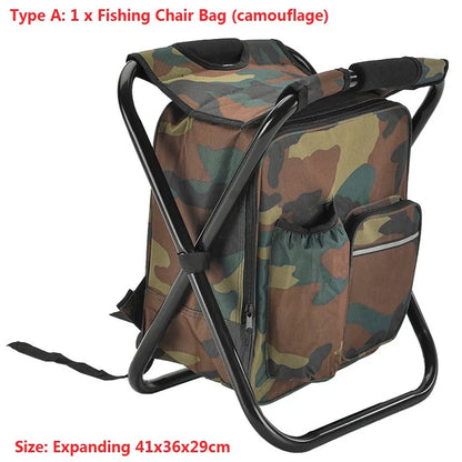 Folding Camping Stool Cooler Insulated Picnic Bag